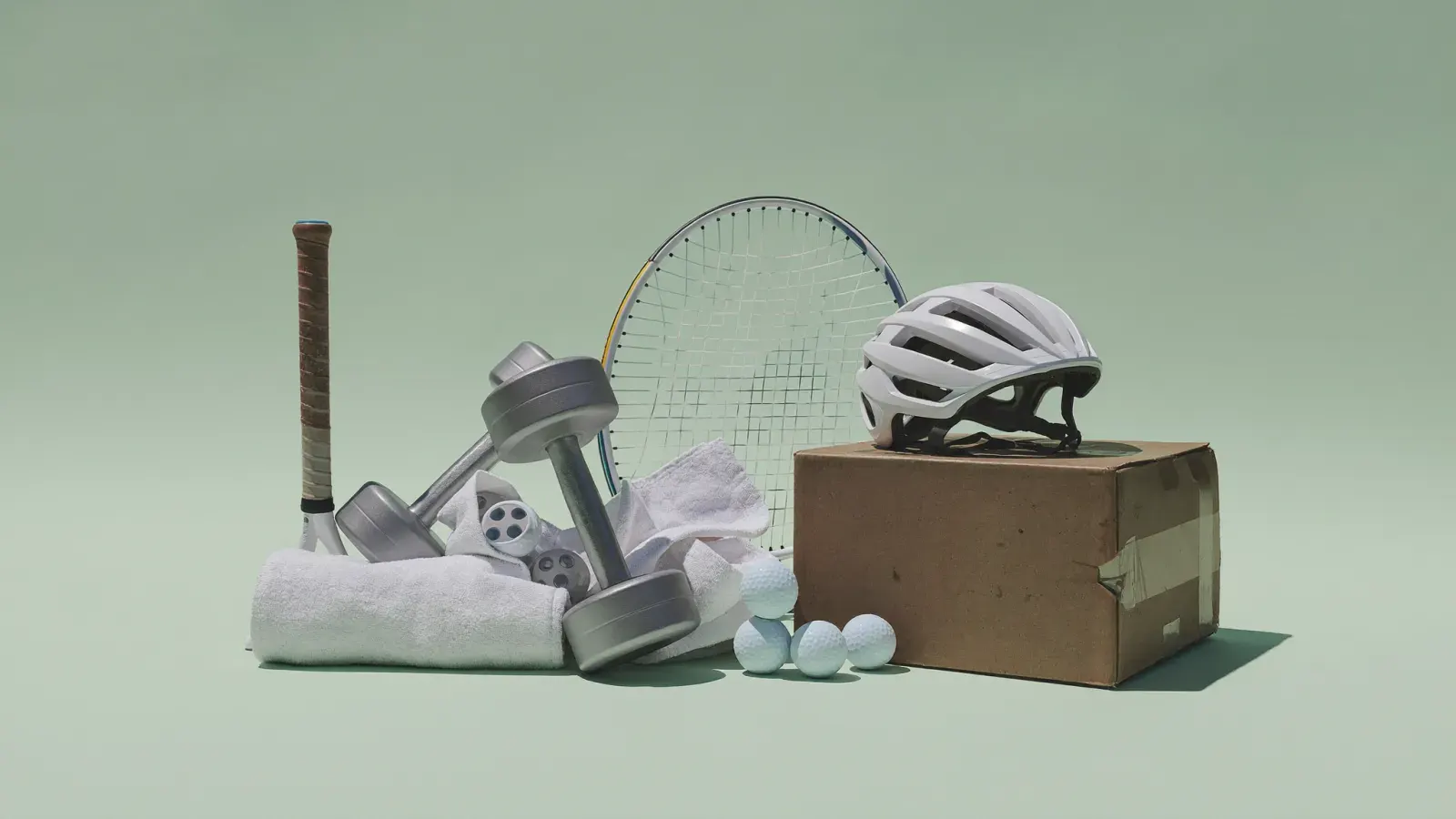 The kit for Sporting goods, laid out on a plain background