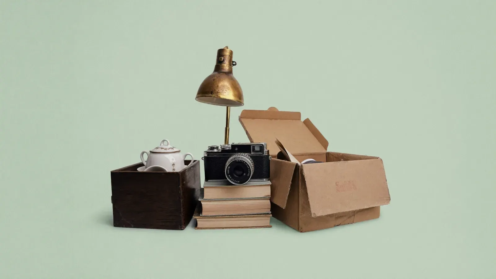 House clearances and storage units: the kit, photographed as a studio still life