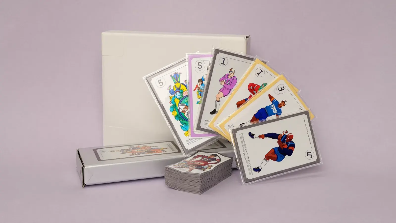The kit for Trading cards, laid out on a plain background