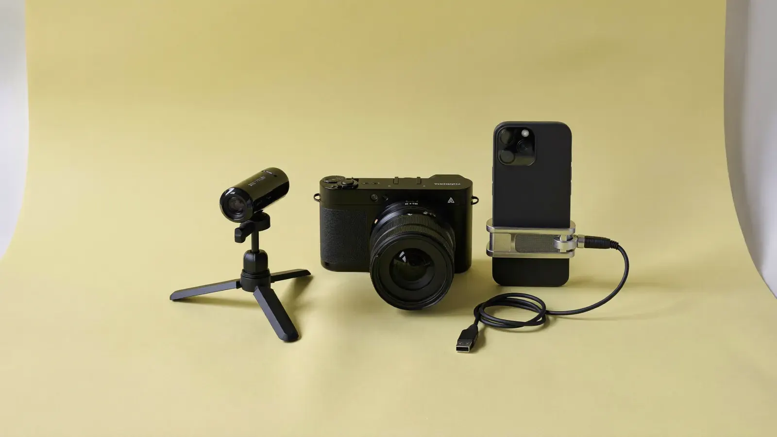 The kit for Best camera for streaming on Whatnot, laid out on a plain background