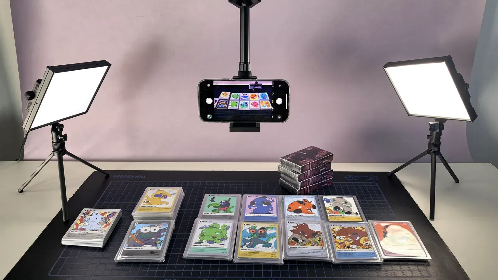 Whatnot card setup: £300 starter kit: the kit, photographed as a studio still life